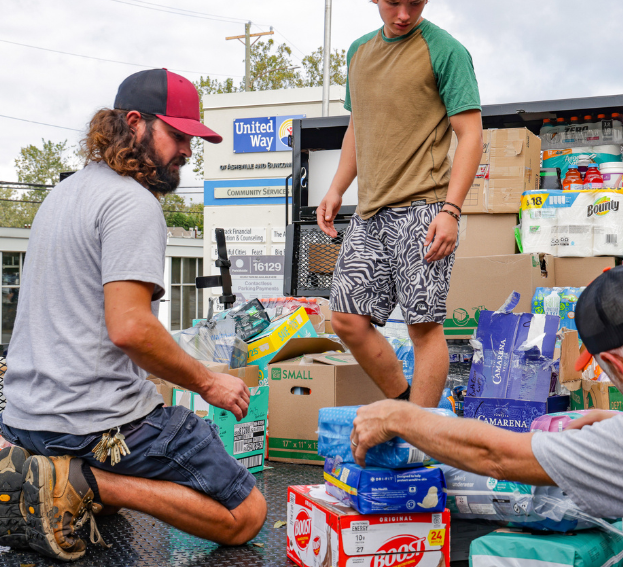 early donations arrive at our building while we began work to support a larger scale warehouse elsewhere